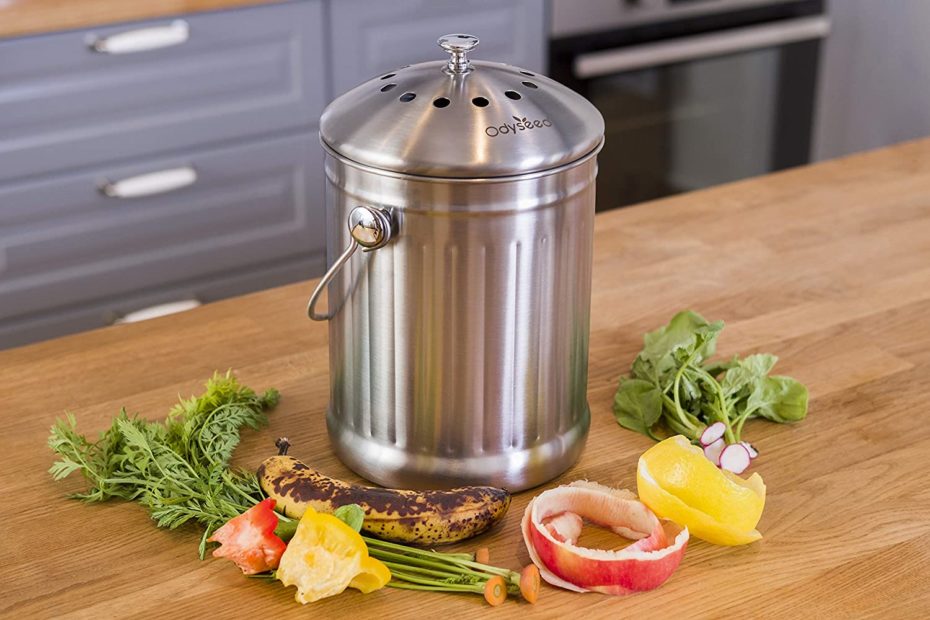 Poubelle De Comptoir Cuisine En Inox 10L - Avec Couvercle Et Poignée, Pour Déchets Alimentaires Ou Compost, Compacte Et Portable